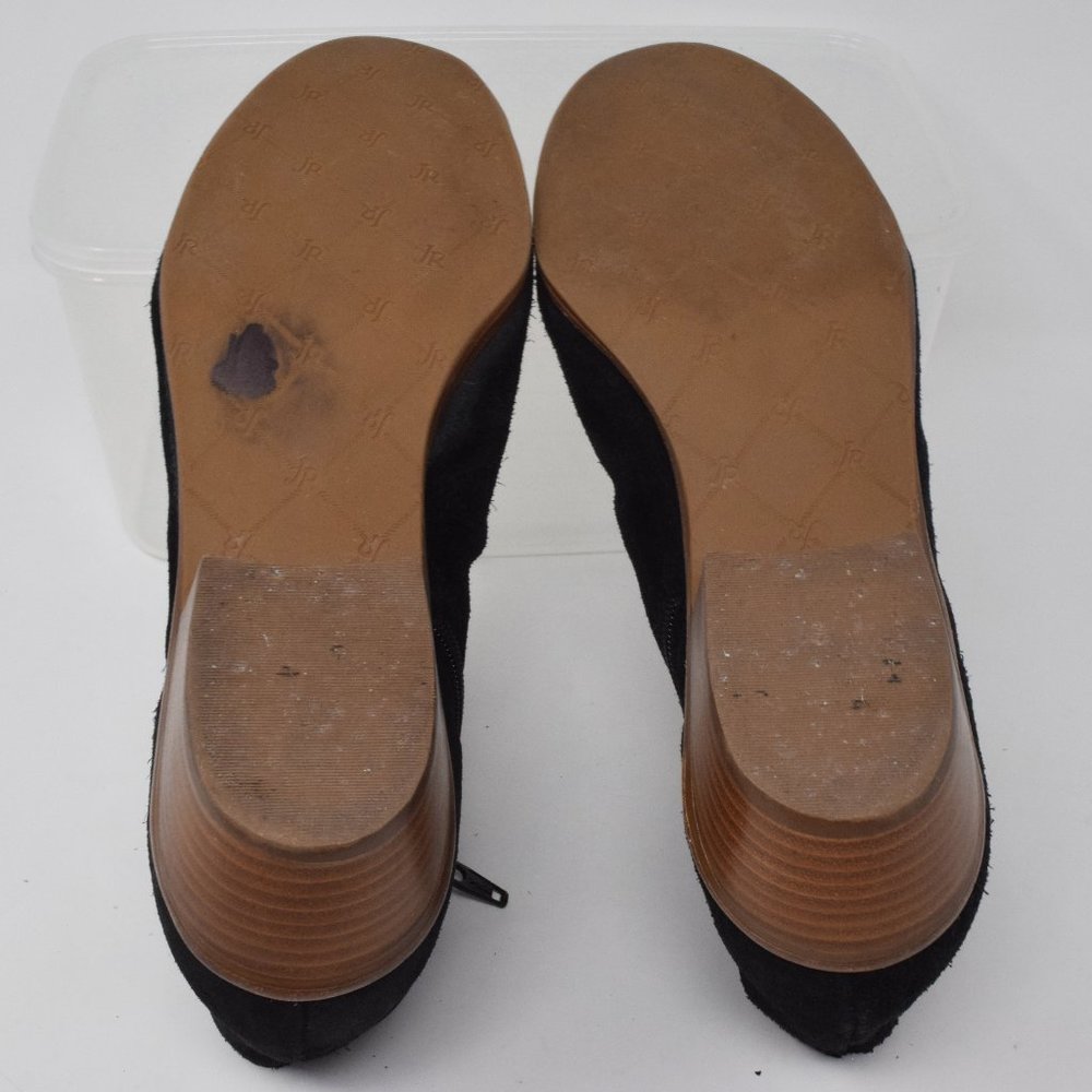 Jack Rogers Bailee Bootie Suede sz 7 Black Ankle Dark Academia - Picture 8 of 15